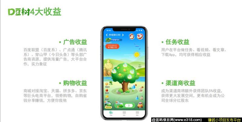 D豆树首码，养成升级分红玩法，静态收益每月200+