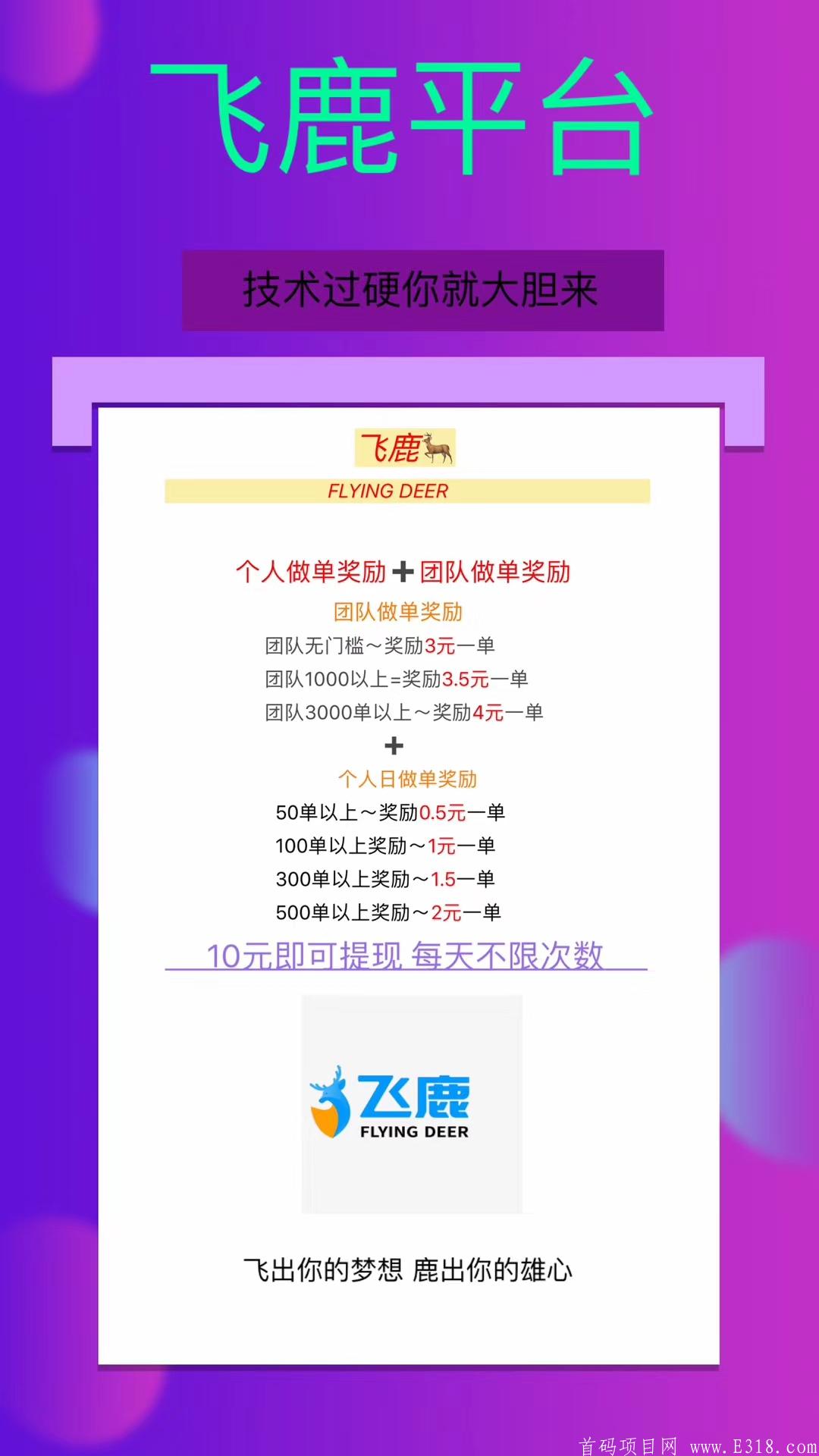 飞鹿: 微信辅助任务平台，单价20元以上