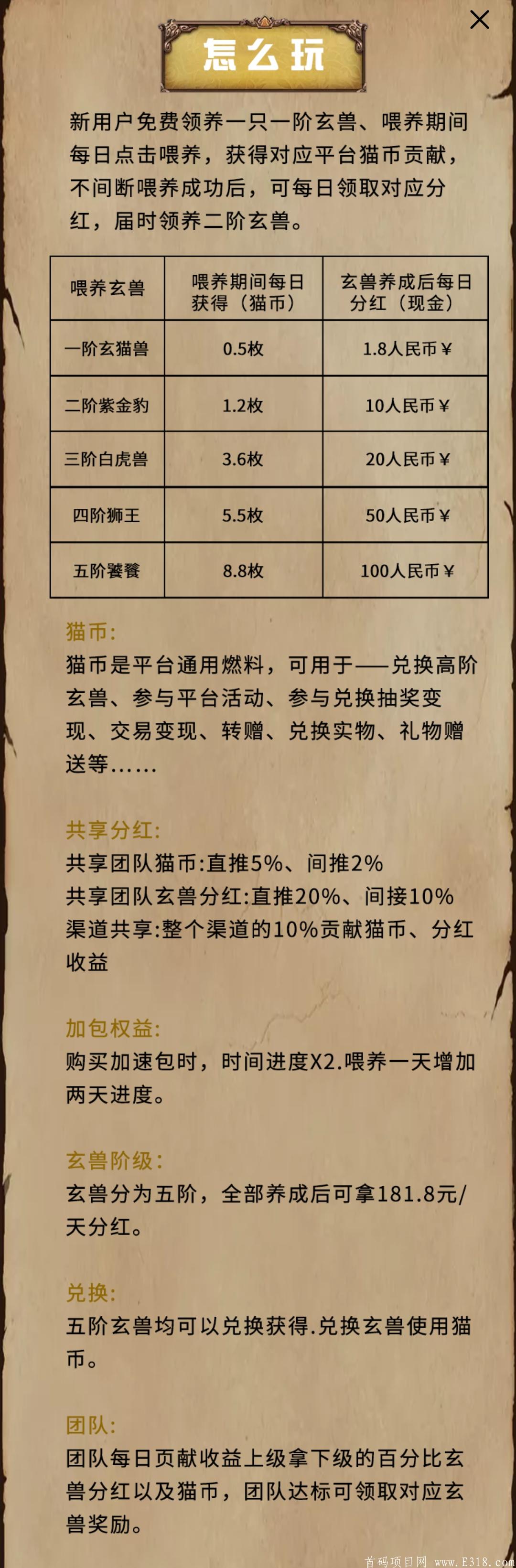 【玄猫】玄兽世界-首码对接中-纯零撸养成后每日得分红