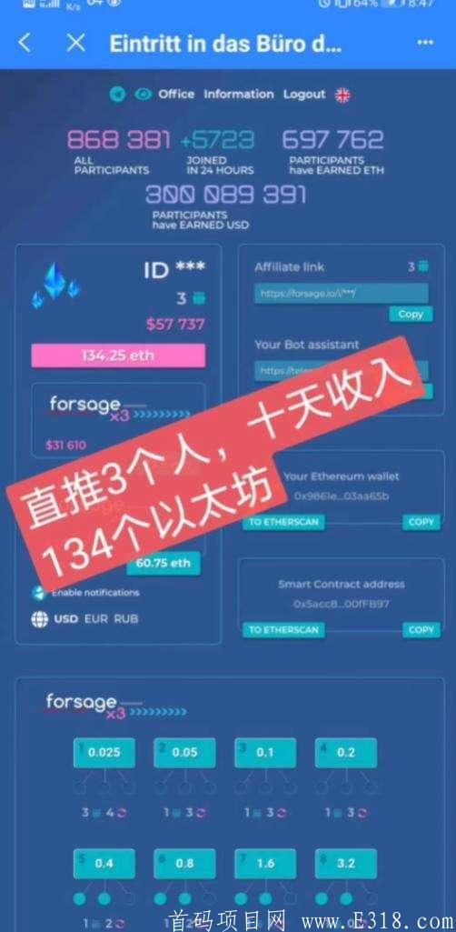 forsage2020神级项目 国际大盘 躺赚以太坊