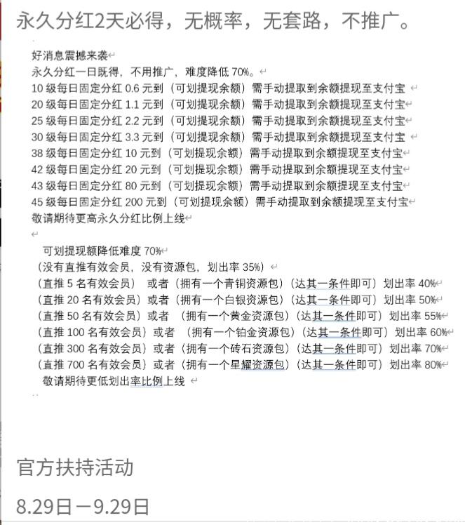 最慢2天分红，单撸10级天天永久分红2元真香!