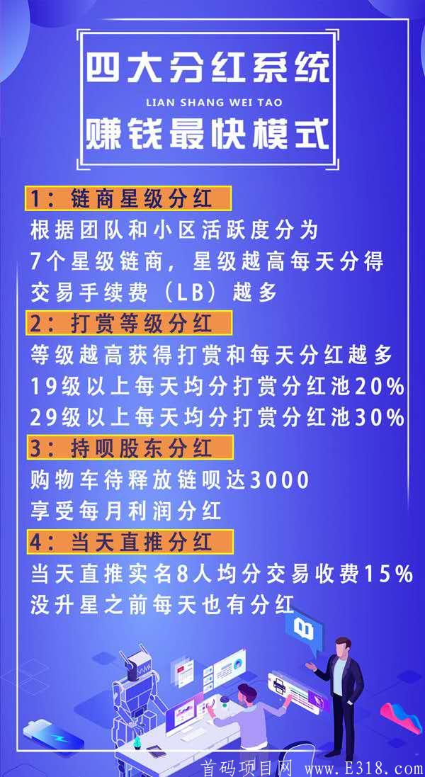 新出项目链尚微淘 兜底一星无限代排线加无限代扶持！目前币价20