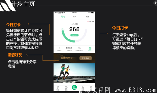 预热项目【徒步运动APP】，锁粉伊始，25号正式上线！只要运动就有钱赚的运动APP，每天根据微信运动的步数去兑换金币,金币兑换钱或和商品……