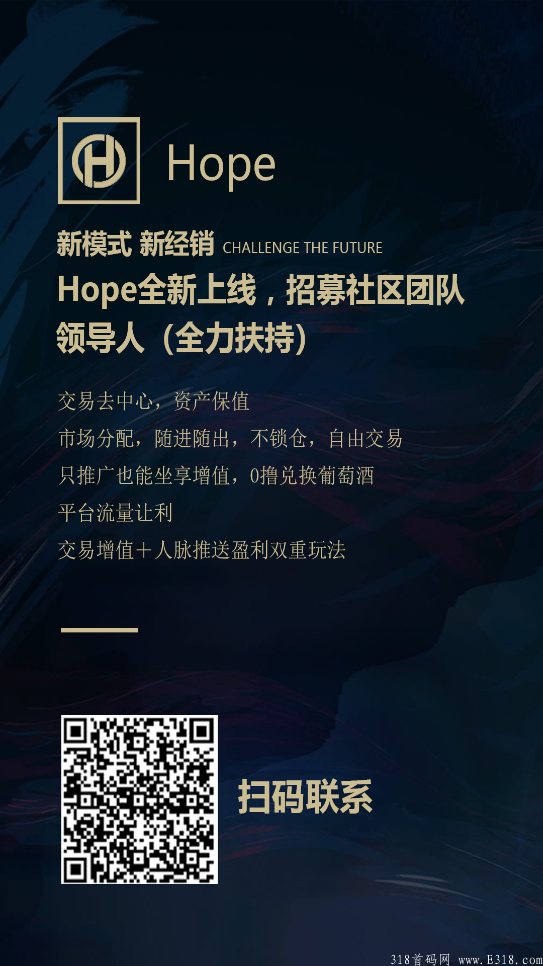 【Hope】赚钱+零撸葡萄酒+人脉推送，全新模式，双重玩法，大力招募社区领导人