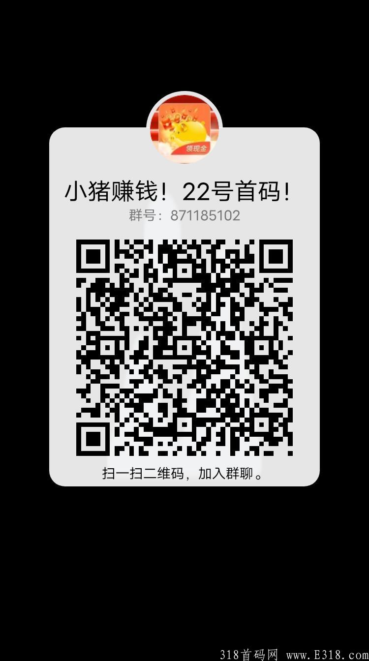 小猪赚钱！22号首码发布，全网最高扶持！