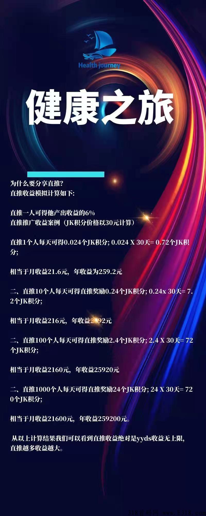 健康之旅0撸首码对接，10万大区排线兜底！