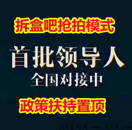 拆盒吧，即将上线，无限代扶持30，支持全国考察！