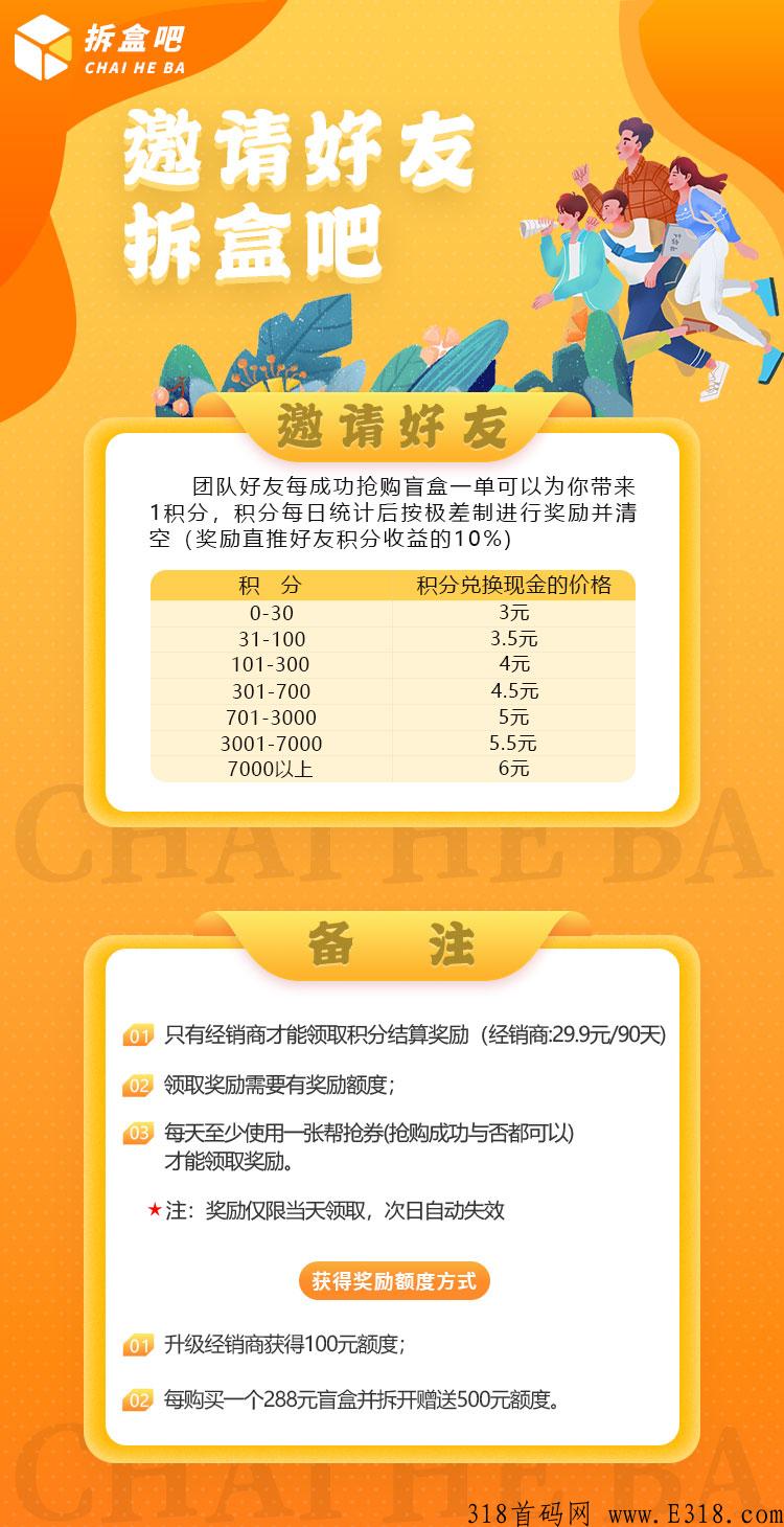 拆盒吧，无限代扶持，欢迎有实力的大小团队长一起加入暴富团队，支持实地考察