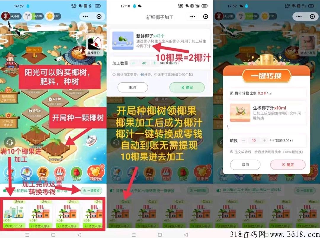 火神椰子，首码微信小程序