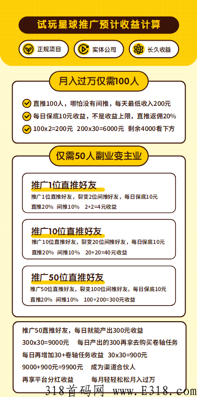 试玩星球首码，今天刚出，一元就可以提现，10保底。会玩的零撸天花板