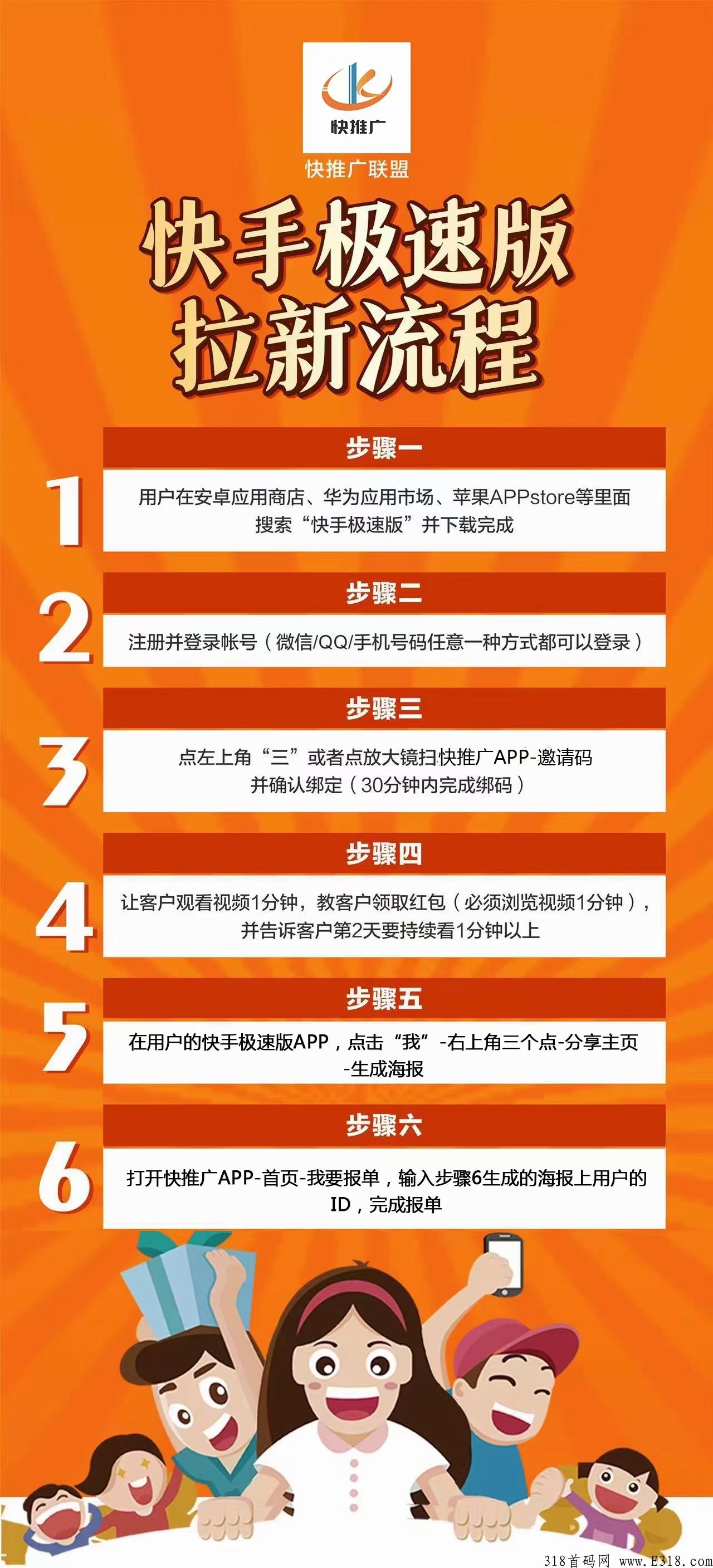 首码项目，快手极速版拉新业务，全国通用版