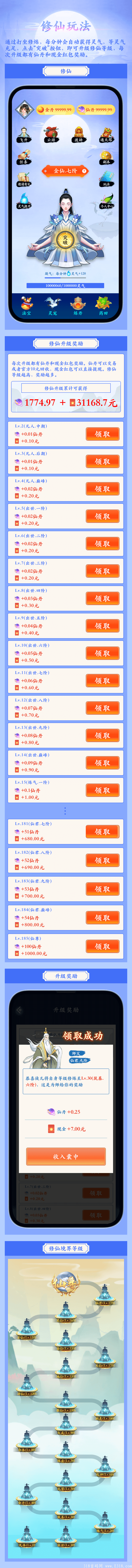 太古时代，修仙游戏，完成任务就有奖励
