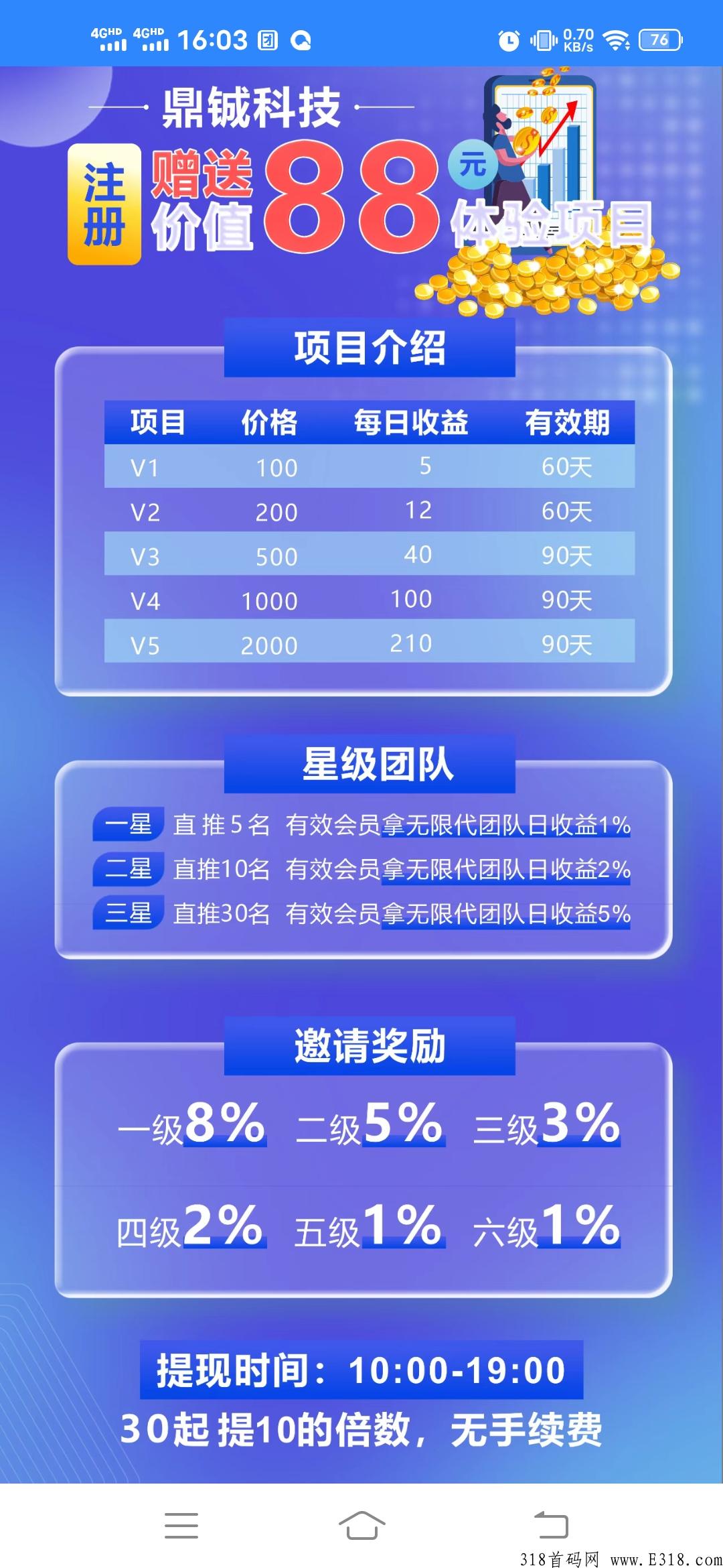 首码刚出【鼎铖科技】一起躺赚米,可收益可体现