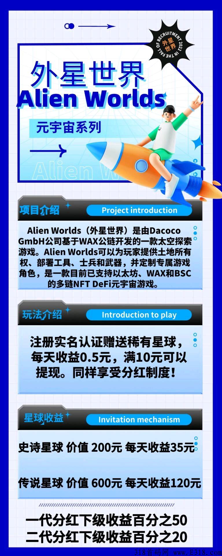 首码星外世界，超级大奖励，注册送永久分奖励