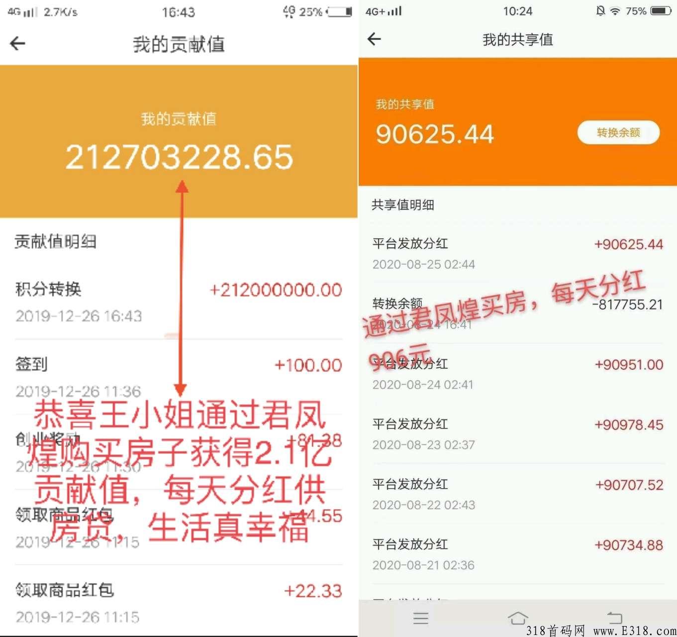 君凤煌天天自动分奖励啦，不要白不要