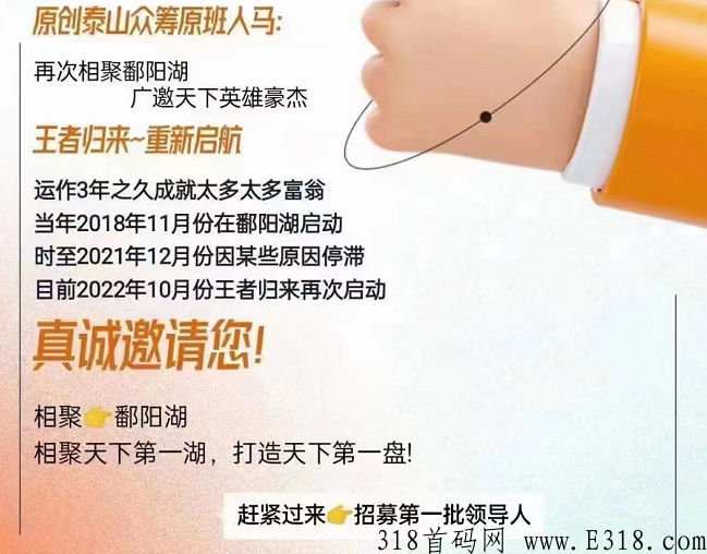 号称“众筹鼻祖”的原泰山众筹创始团队新项目即将面世？项目方已透露细节与资料