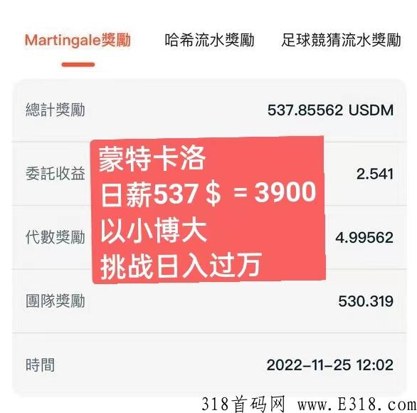 新项目，蒙特卡洛排线送团队，激活送现金，自由进出，提现秒到