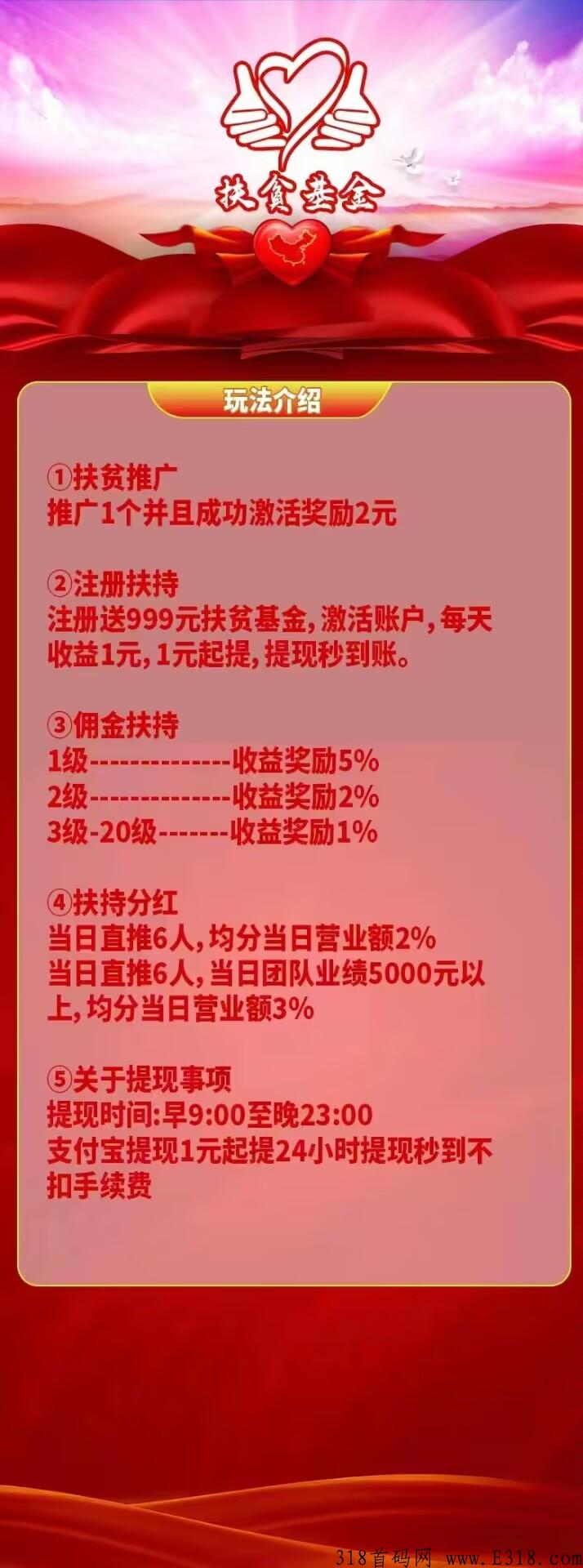 扶贫基金，今日正式上线注册，提现秒到支付宝