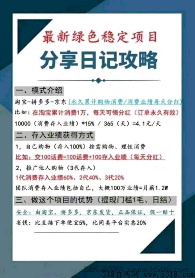 养老永久分h项目，分享日记淘宝不倒米赚到老，现在玩，养老钱就有了