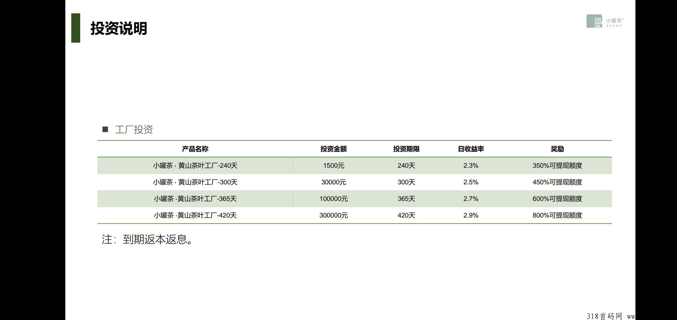 小罐茶，长期稳定发展项目