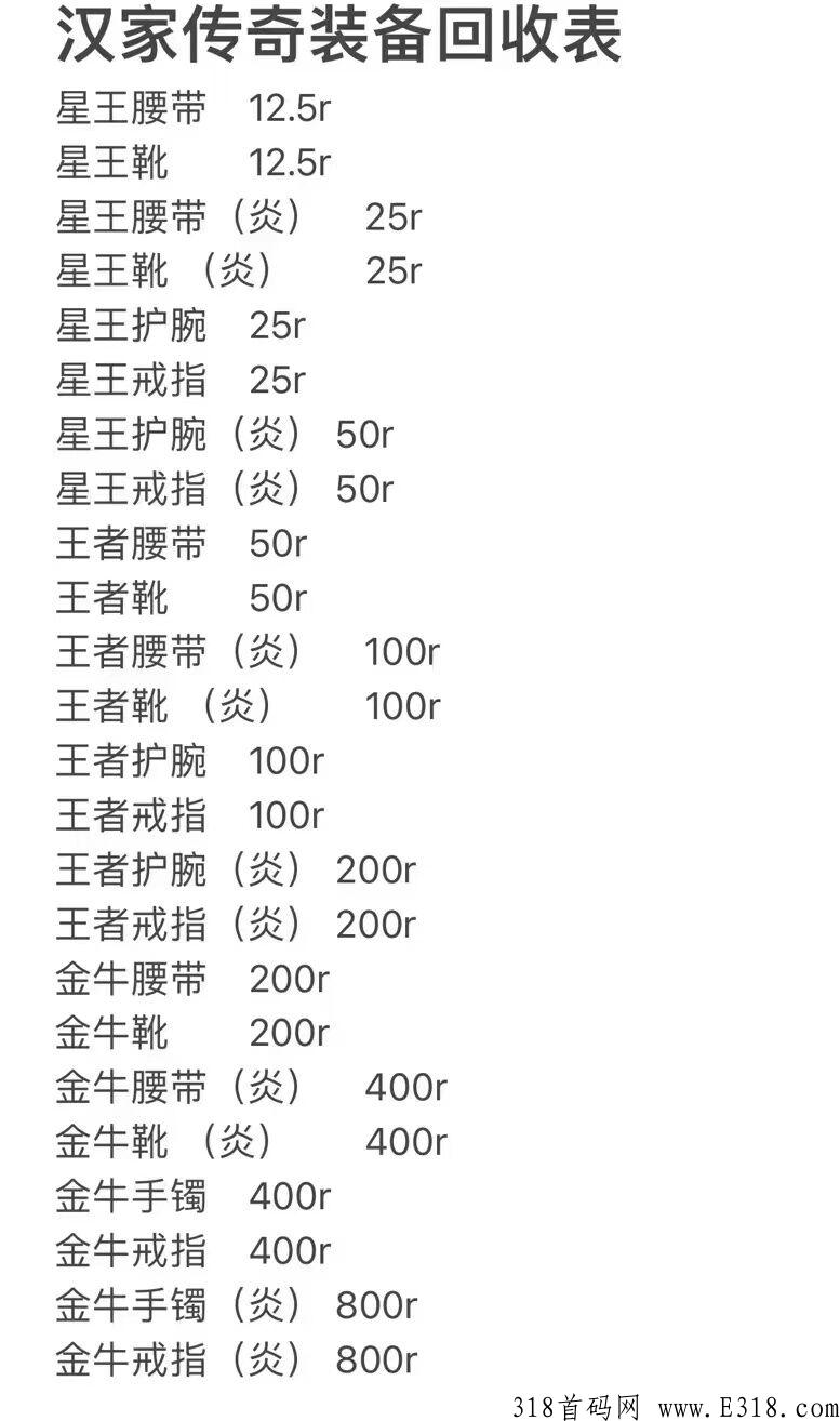 全新打金传奇，全区回收，只要有装备就回收