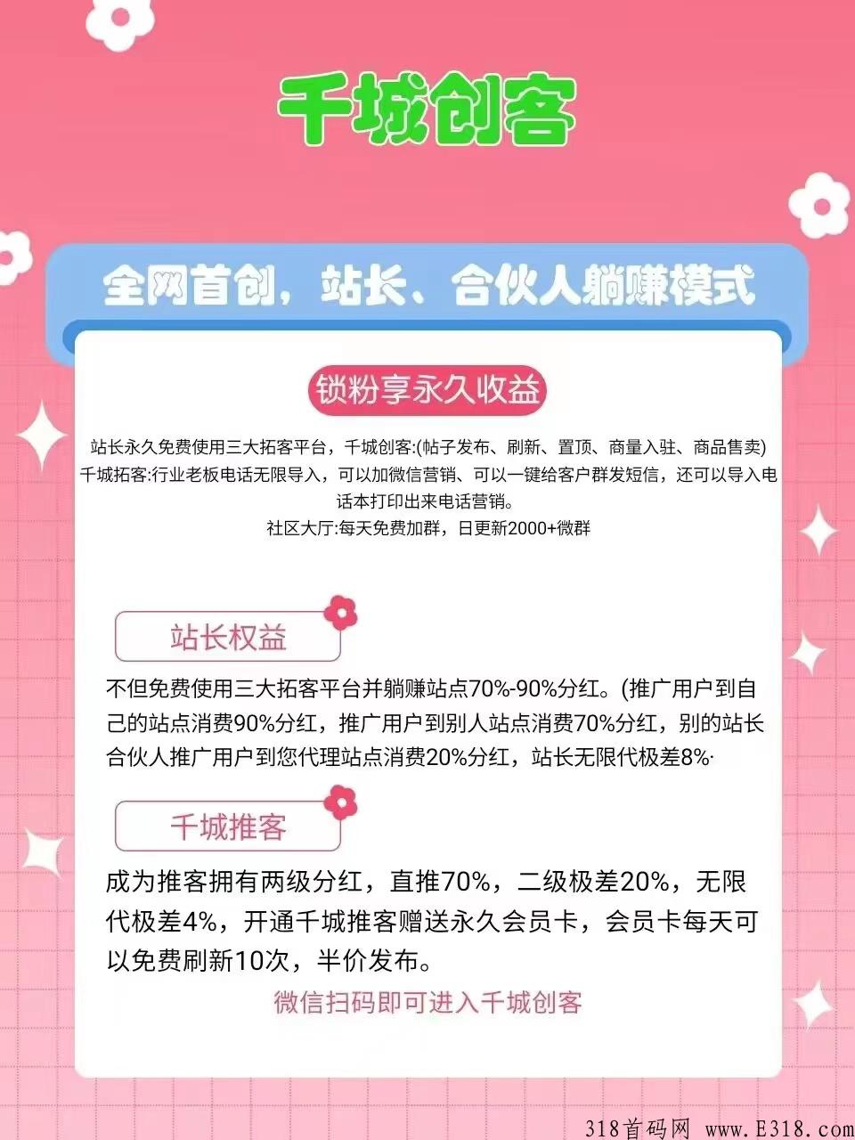 【千城创客】3000多个城市分站，项目推广首选平台