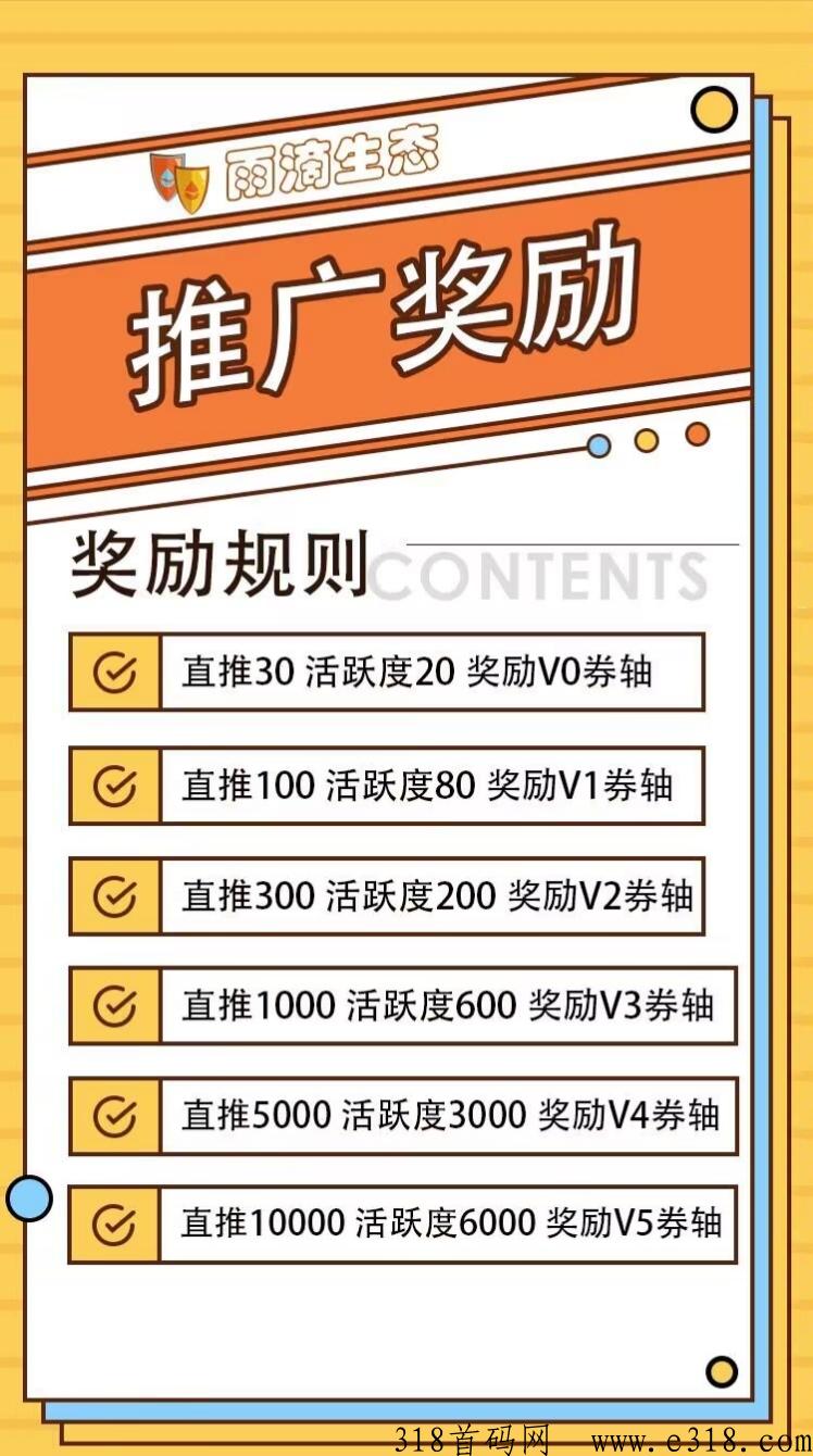 首码雨滴生态，签到卷轴+分h抽奖模式