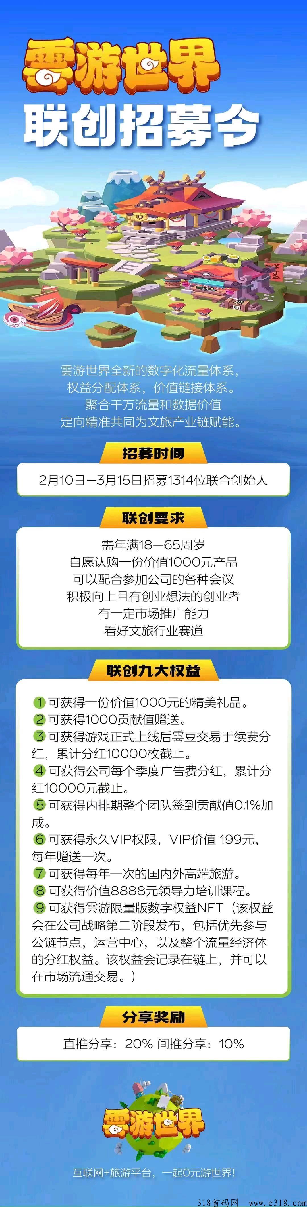 云游世界全网最高扶持，对接团队长！！