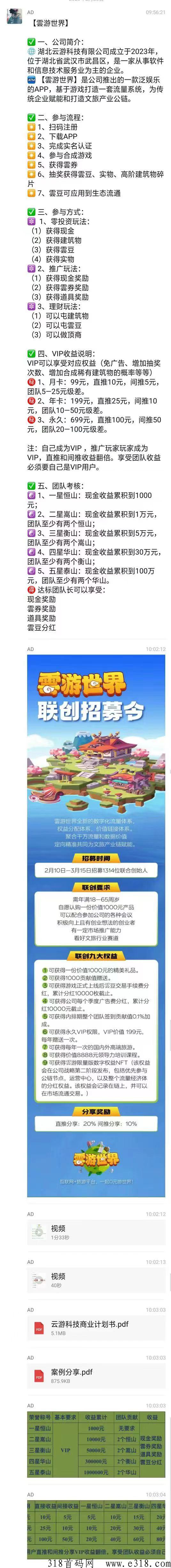 雲游世界，长久项目