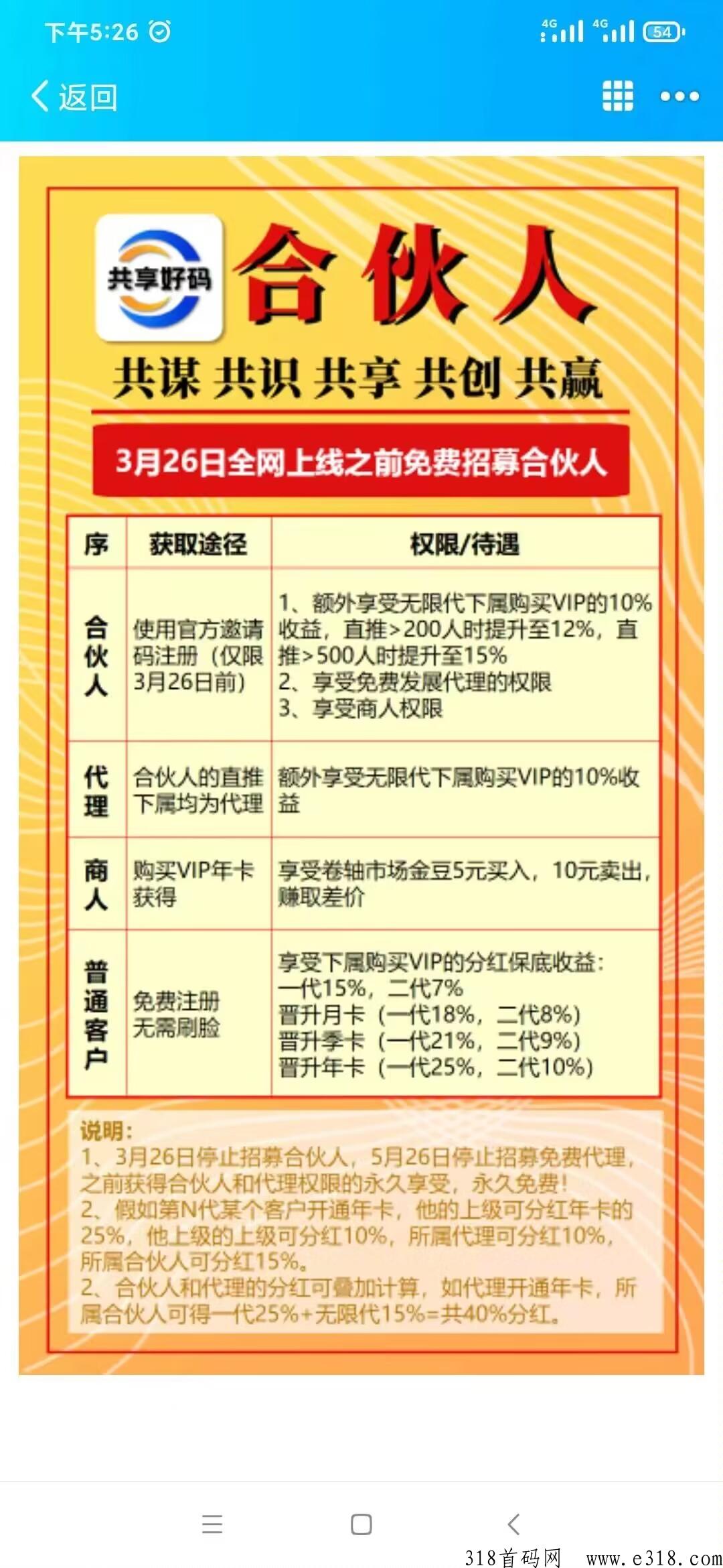 共享好码，即将火爆上线，项目推广+卷轴模式+引流