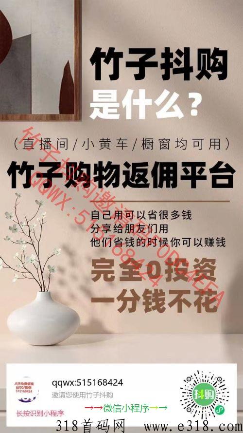 竹子好购，2023年可靠项目，普通人如何逆袭项目，简单快捷，首码发布早上车早吃肉长期可撸