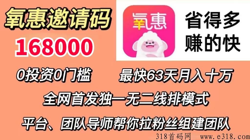 氧惠app，2023年最强地推、g道收益项目