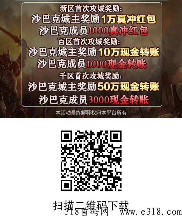 2023最强打金传奇来了，沙城争霸送奖励金，今日开启，赶紧上车！