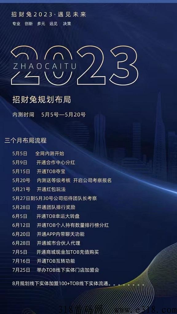 首码，招财兔，已上线. 0撸每天可以撸2TOB，TOB上线1元起每天上涨2分稳定上涨