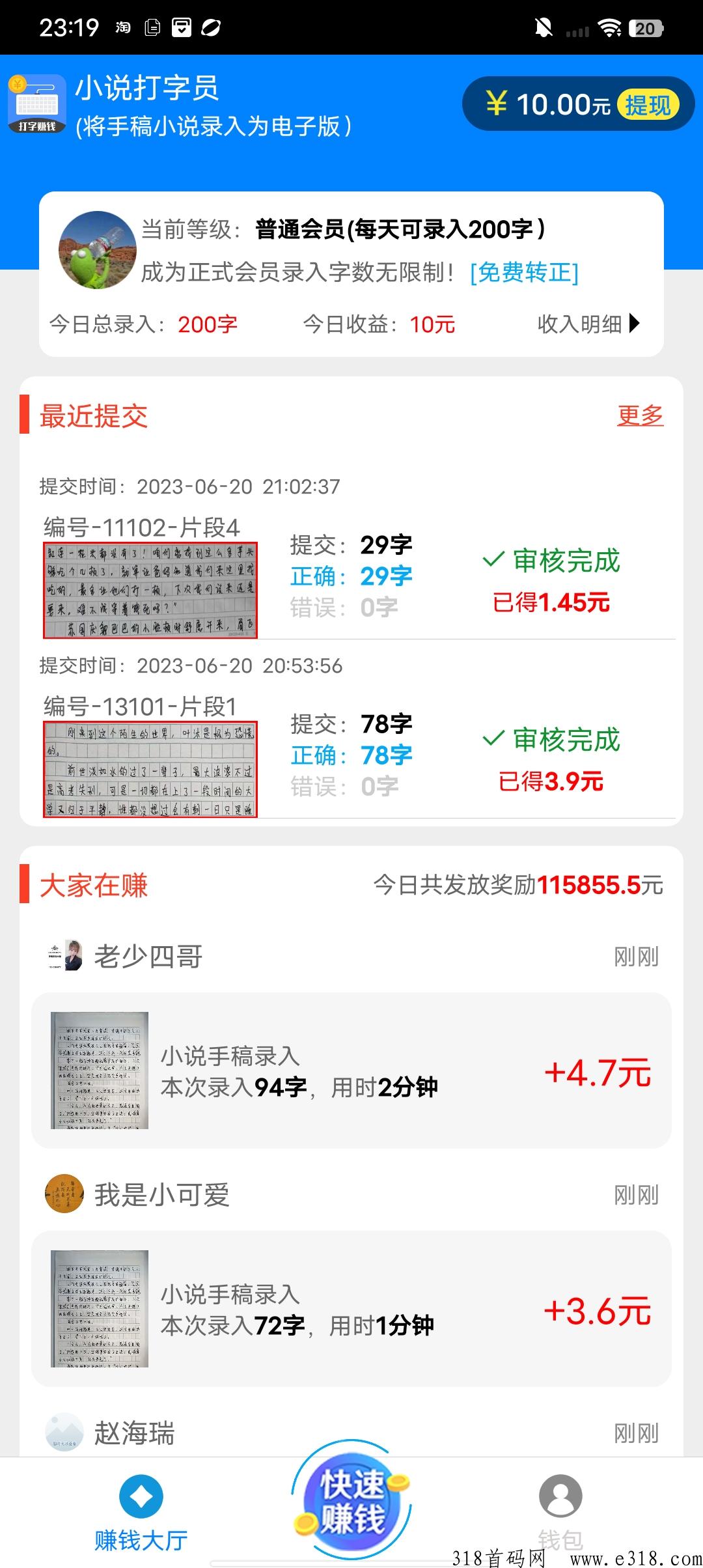 小说录入打字赚米，门槛低，速入！