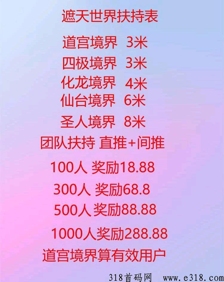 遮天世界刚上线，知道的人不多推广就很容易，这就是一个机遇
