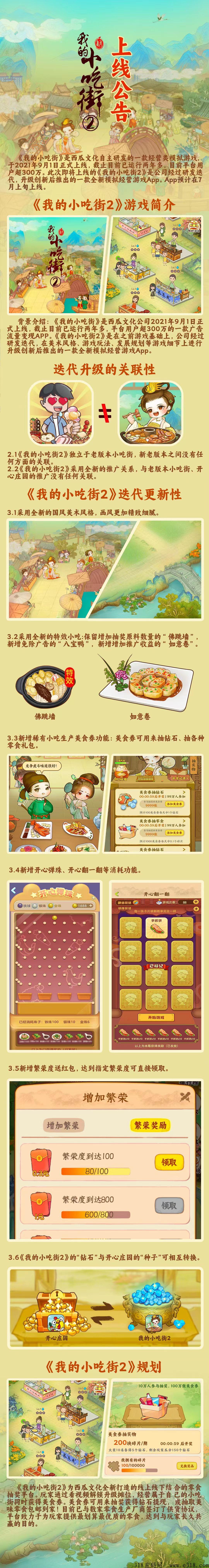 我的小吃街，天花板项目，本月上线，超高扶持