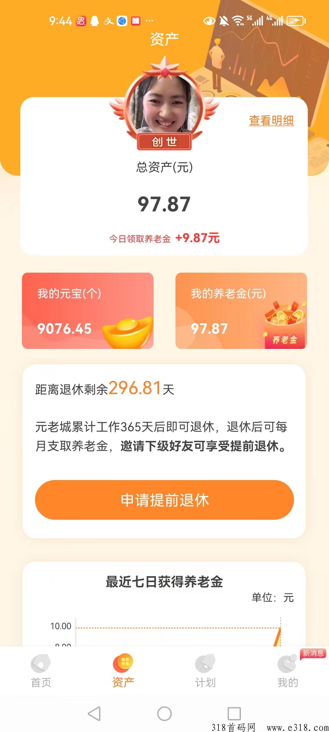 元老城最新首码项目，简介: 每天收益一次领养老金分享十个就是创世会员有奖励