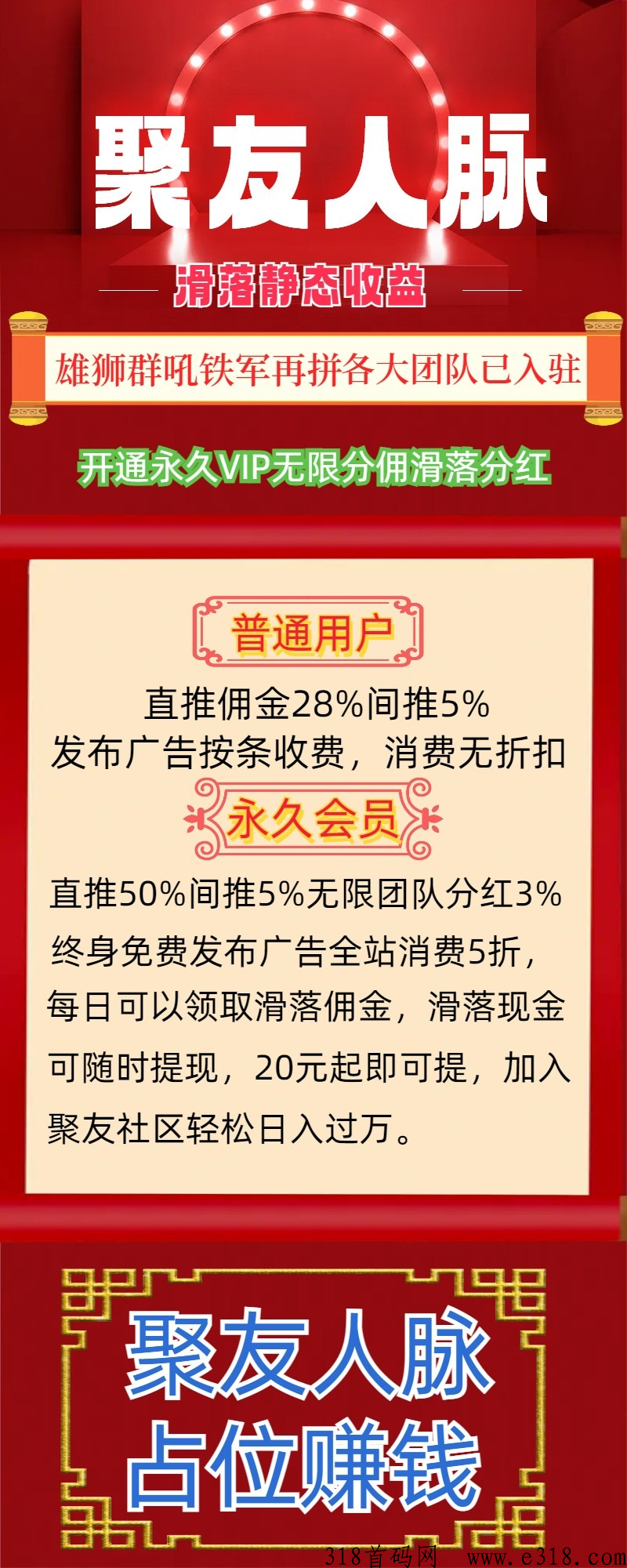 聚友人脉给你工作之外一份收益，赶紧注册占位升级