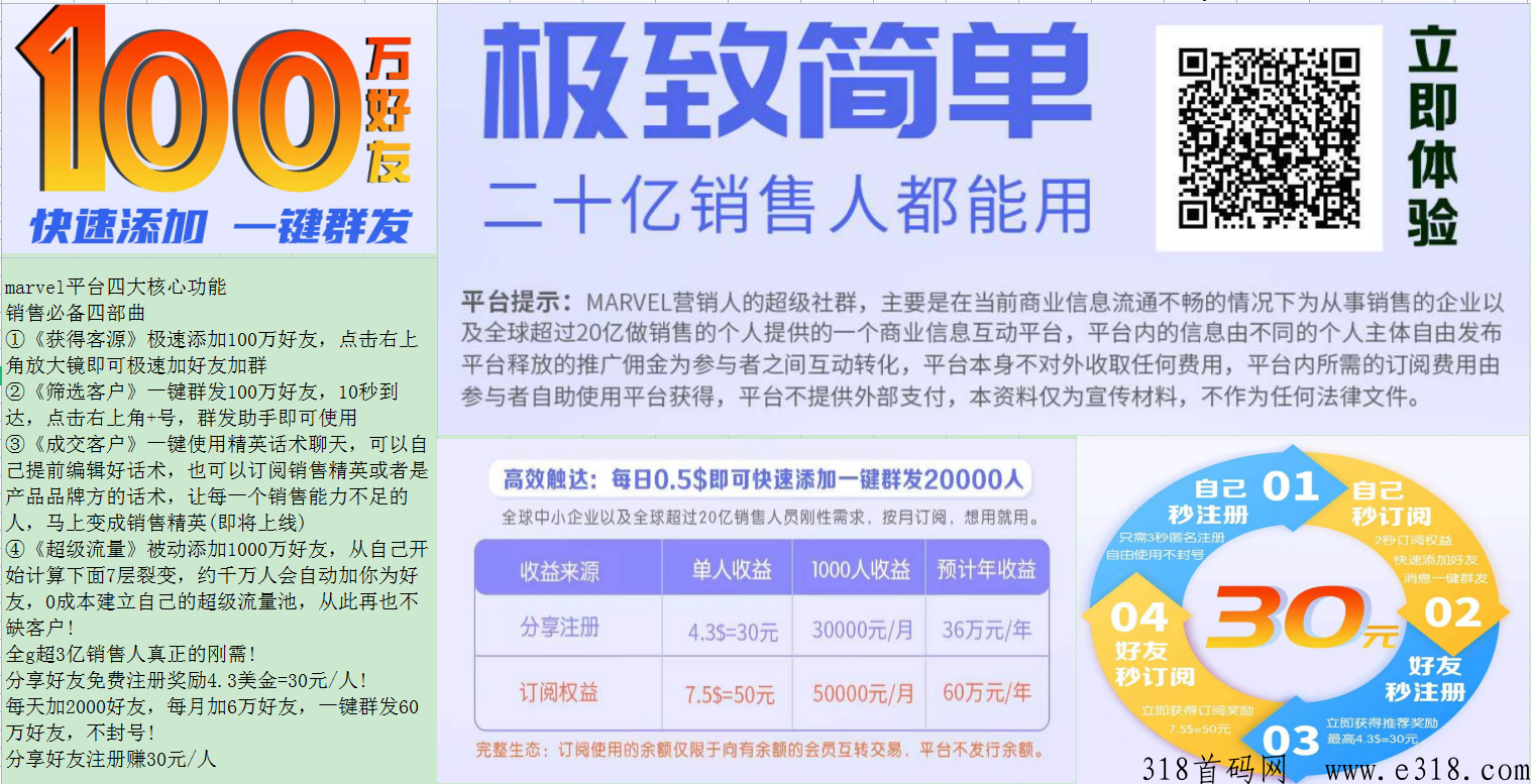 marvel拉新送米，无限加好友，一键群发，推广利器