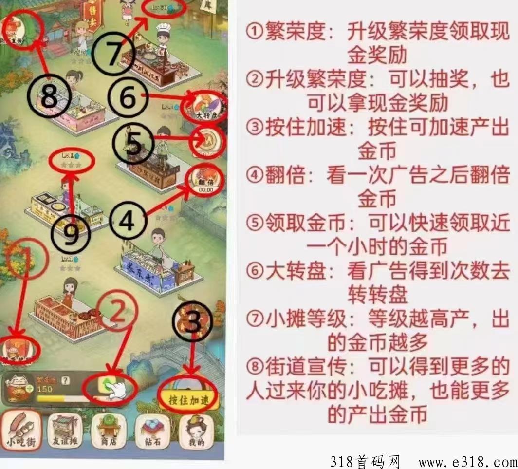 我的小吃街2，全网首码，新用户今日后简单秒提