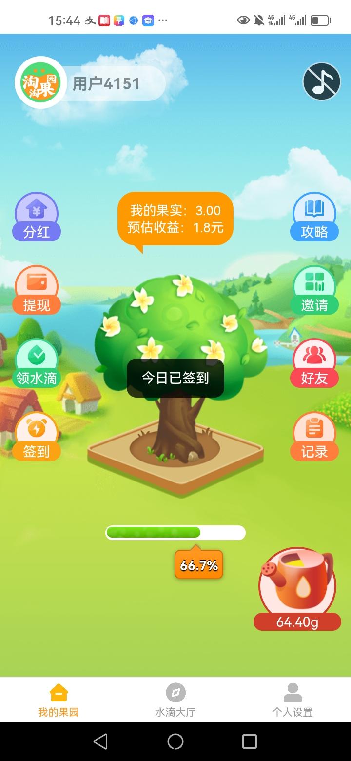 刚出淘淘果园，果子每天分奖励