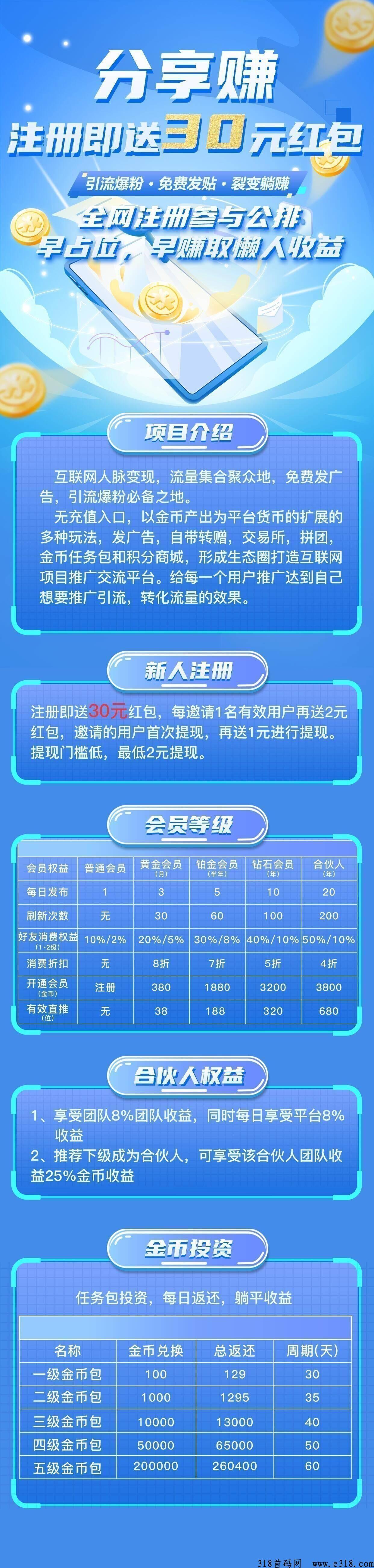 分享赚首码，全网公排、注册就躺赚收益！