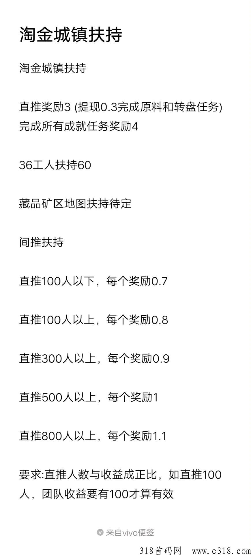 淘金城镇，撸项目，首码高扶持