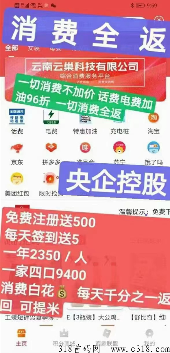 云巢消费全返首码，生活刚需落地（管道）项目，稳定长久！