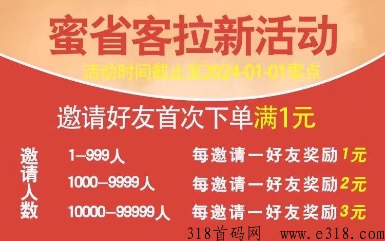 蜜省客福利来了，拉新一个奖励高，内测阶段注册就送最高级总裁