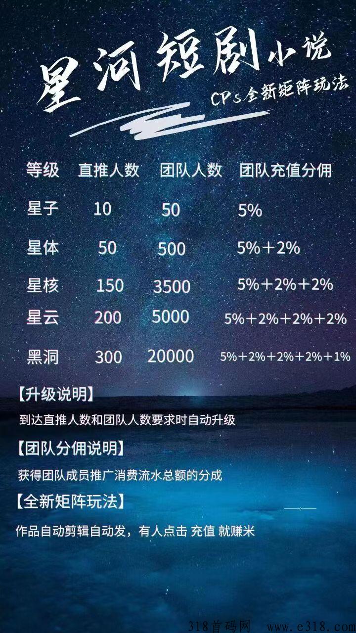 星河短剧，伍级分销