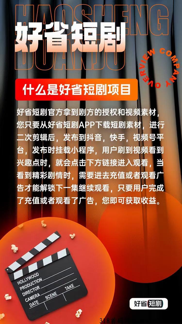好省短剧养老项目，风口项目