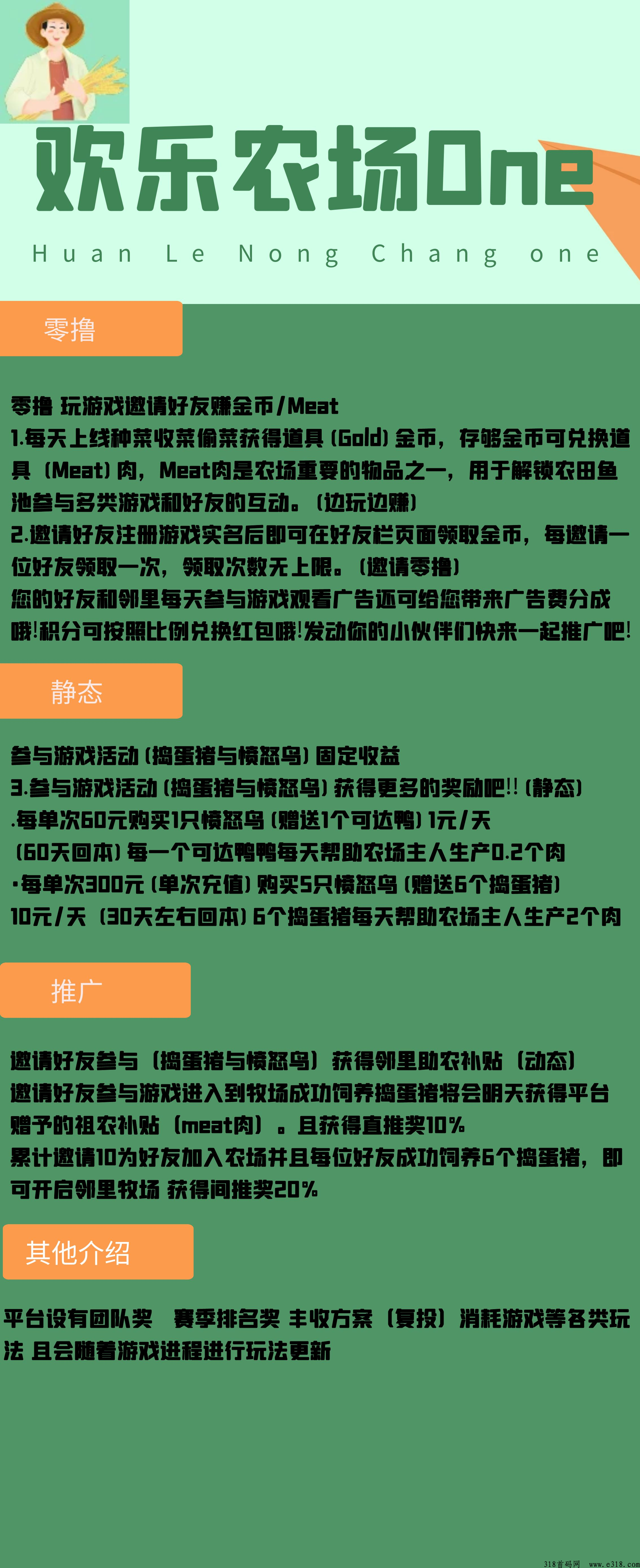 欢乐农场one，2024最强黑马，对接团队各类扶持拉满