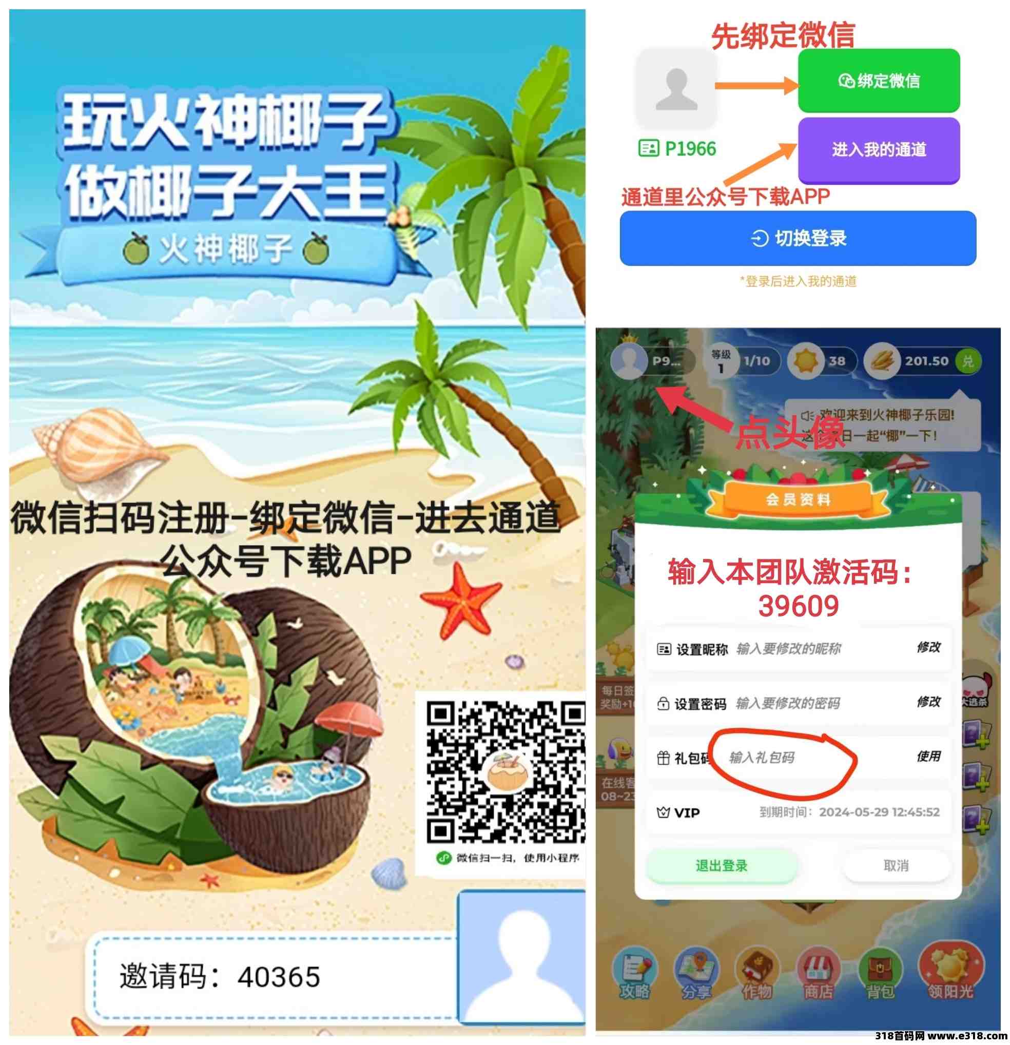 火神椰子：送VIP激活码